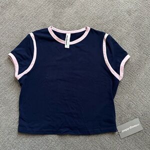 Missguided + Navy and Pink T-Shirt